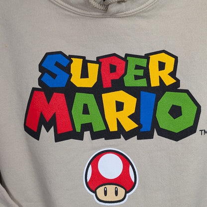 Super Mario Hoodie Men's Size SMALL Ivory Mushroom~Luigi Peach Mario Sweatshirt Super Mario