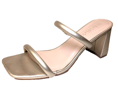 Women's Sz 8 Chunky Heeled Mule 2-Strap Sandal | Block Mid Heel Square Toe Dress Avidirk