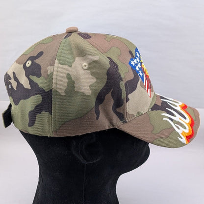 American Flag & Eagle Embroidered Flames Adjustable Hat ~ NEW~QUALITY USA