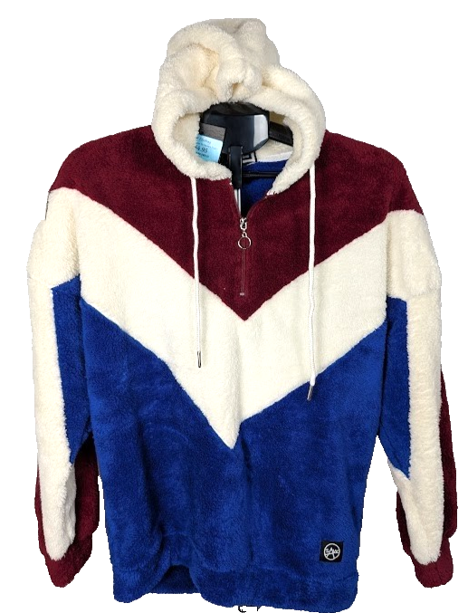 SAW Hoodie Mens Sz Small Red White Blue Sherpa Fleece 1/4 Zip Olympics USA SAW