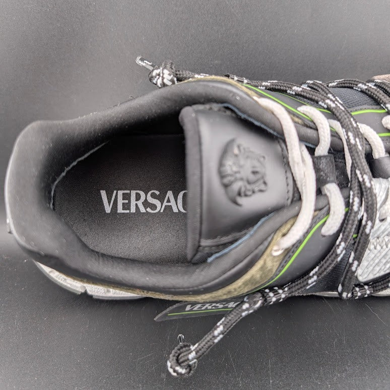 Versace Men's Greca Sneakers Gray/Green 13 US (46 EU) IT 1021490 Reg Retail $990 Versace
