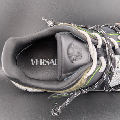 Versace Men's Greca Sneakers Gray/Green 13 US (46 EU) IT 1021490 Reg Retail $990 Versace