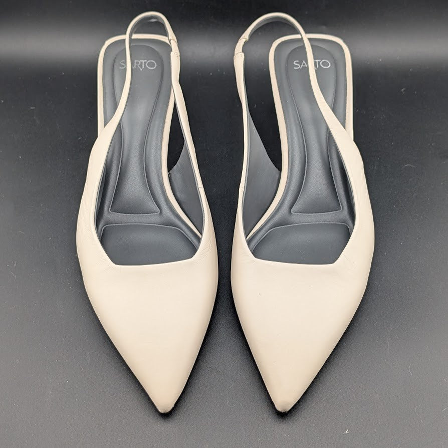 Franco Sarto Women's 9.5 A-Gena Leather Slingback Pointed Toe Pumps Franco Sarto