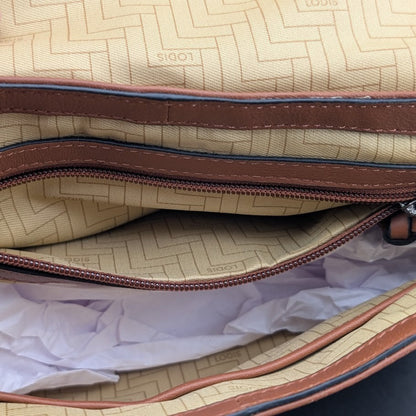 LODIS Bedford Embroidered Leather Bag w/ Two Straps~Chestnut NWT ~MSRP $128 LODIS