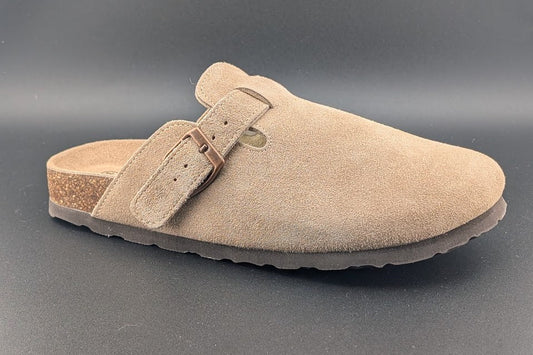 KIDMI Women's EU39 Suede Clogs w/ Back Strap Leather Mules Cork Footbed Slip on Kidmi