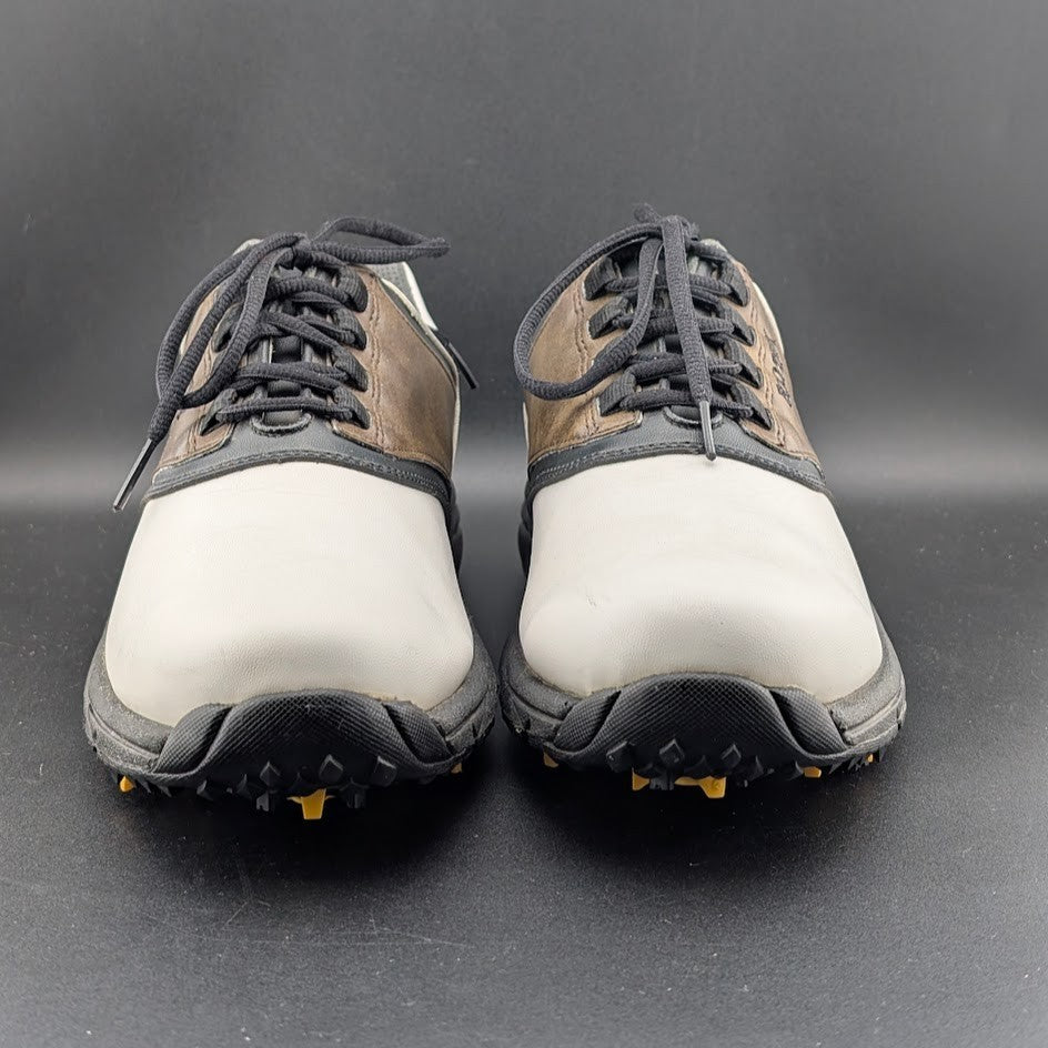FootJoy GreenJoys Mens Size 8.5 White Brown Leather Oxford Golfing New Cleats FootJoy