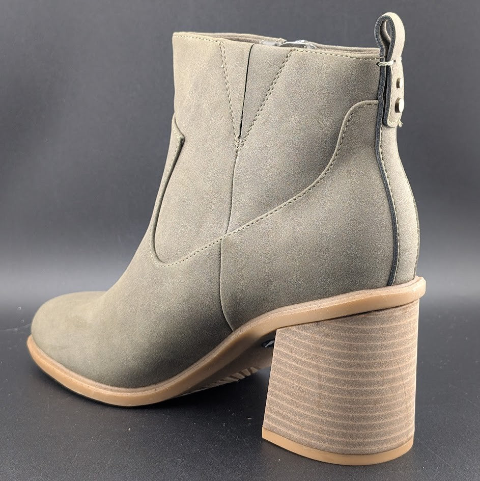 DR SCHOLLS Womens Green Pull Tab Goring Rodeo Square Toe Block Heel Booties 9 M DR SCHOLLS