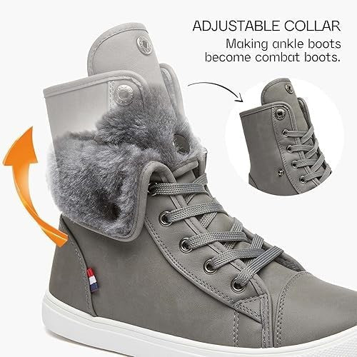 40% OFF Womens Sz 8 Combat Sneaker Boots w/ Faux Fur Lining Fashion Warm Unbranded