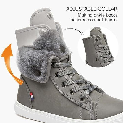 40% OFF Womens Sz 8 Combat Sneaker Boots w/ Faux Fur Lining Fashion Warm Unbranded