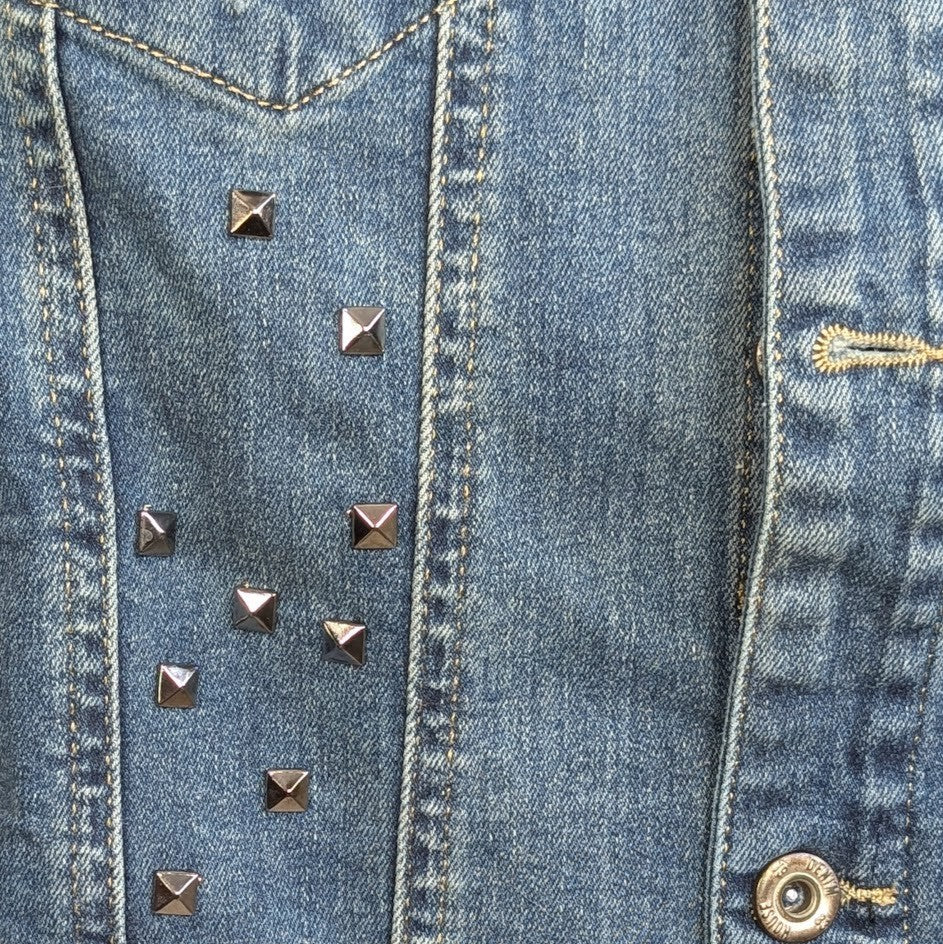 Denim House Woman's Size XL Distressed Jean Jacket Faded NWT Denim House