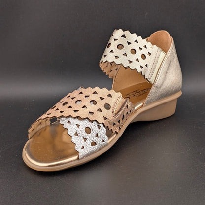 Sesto Meucci Women's Size 6M Elbie Wedge Sandals Platino Multi Faggio  $135 Sesto Meucci