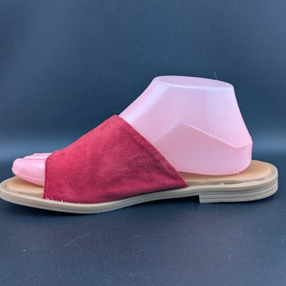 Simona Rossi Red Genuine Leather Women's Slide Sandals Slip On Size 7.5 simona rossi