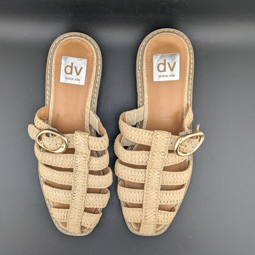 NEW! DV By Dolce Vita Falcun Natural Raffia Buckle Mules Slip On Size 6.5 8.5 9 Dolce Vita
