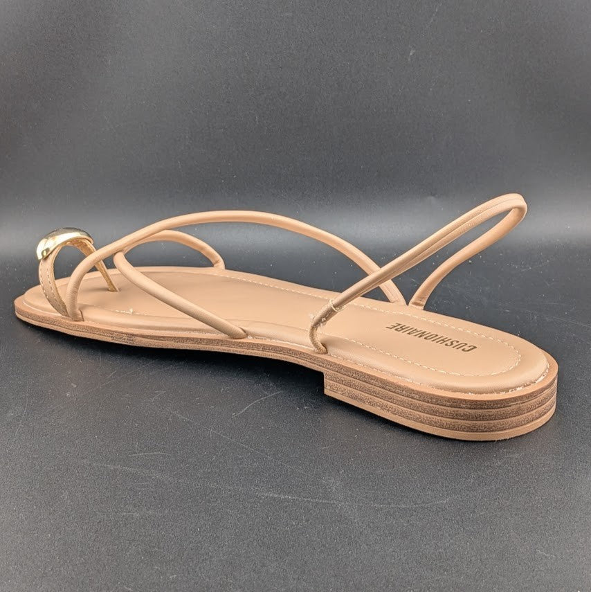 CUSHIONAIRE Venue Women’s 10  Strappy Slide Sandals Gold-Tone Accent Memory Foam CUSHIONAIRE