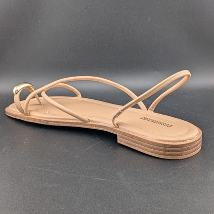 CUSHIONAIRE Venue Women’s 10  Strappy Slide Sandals Gold-Tone Accent Memory Foam CUSHIONAIRE