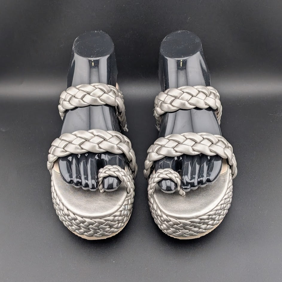 Beach By Matisse Size 7 Braided Silver Rope Voyage Platform Sandals Beach By Matisse