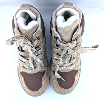 Robbin Girl Size 7.5 Melika Brown Faux Fur High Top Sneaker Booties Robbin Girl