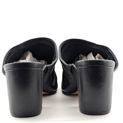 New Vince Camuto Carlie Size 10-Leather Ruched Pointed Toe Block Heel Mule Black Vince Camuto