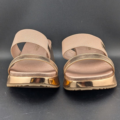 Kenneth Cole Reaction Women's Size 10 Perry Rose Gold Metallic PU Sandal Kenneth Cole