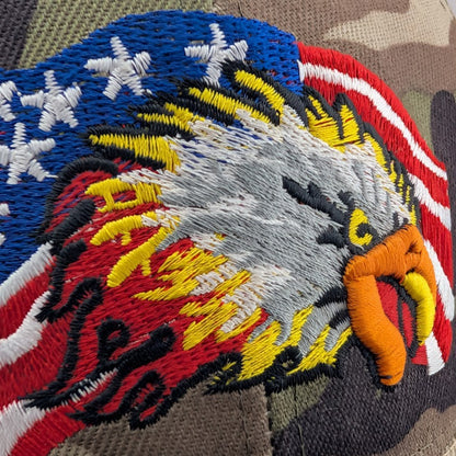 American Flag & Eagle Embroidered Flames Adjustable Hat ~ NEW~QUALITY USA