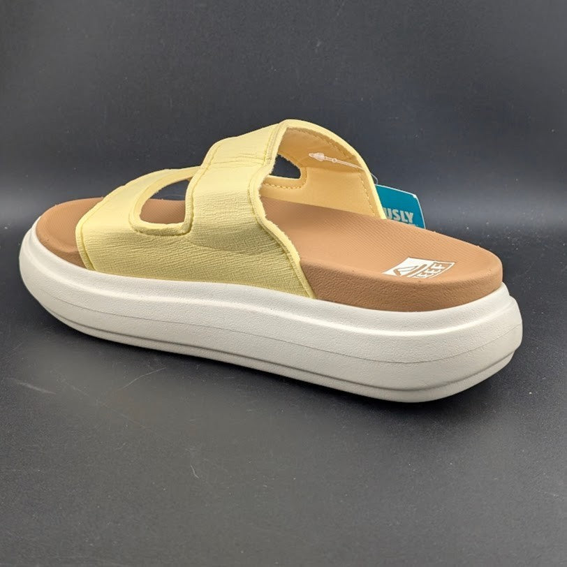 REEF Cushion Bondi 2 Bar Women’s Sizes 6-11 Platform Sandals Yellow Pale Banana Reef