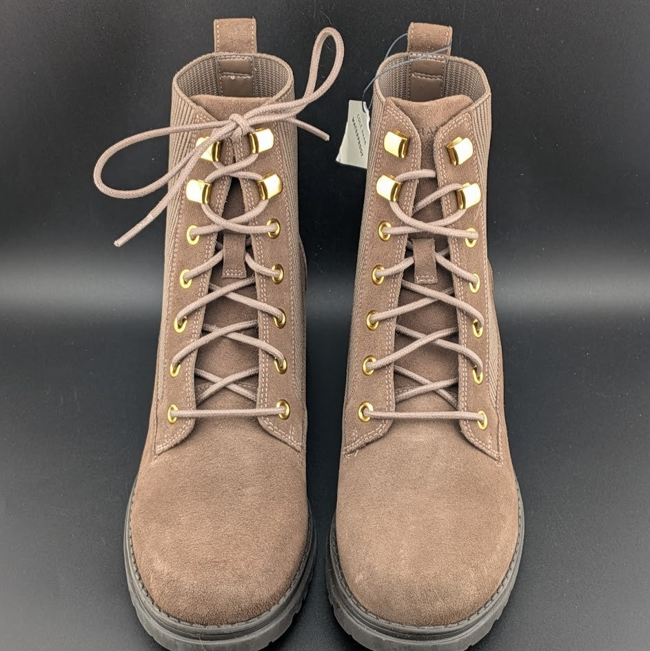 Cole Haan Women's 6.5W Camea Combat Boot Waterproof Dark Chocolate Brown Suede Cole Haan