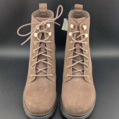 Cole Haan Women's 6.5W Camea Combat Boot Waterproof Dark Chocolate Brown Suede Cole Haan