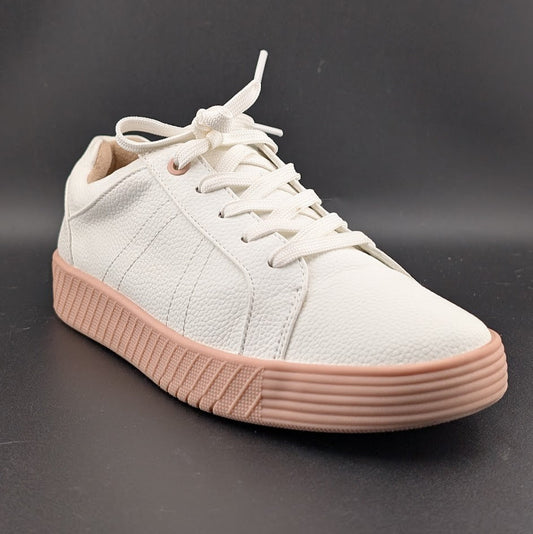 Women's Size 7.5W Soul Naturalizer Neela Lace Up Sneakers White/Gum Faux Leather SOUL Naturalizer