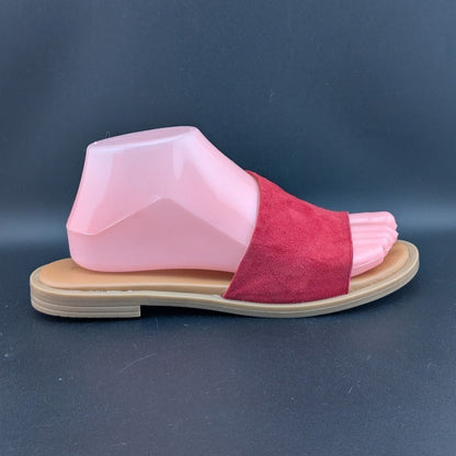 Simona Rossi Red Genuine Leather Women's Slide Sandals Slip On Size 7.5 simona rossi