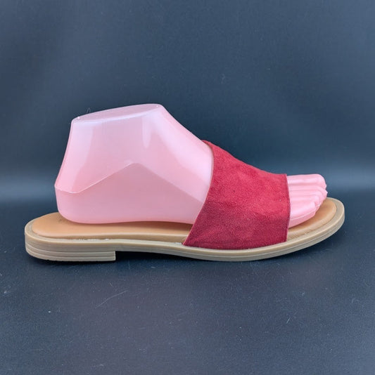 Simona Rossi Red Genuine Leather Women's Slide Sandals Slip On Size 7.5 simona rossi