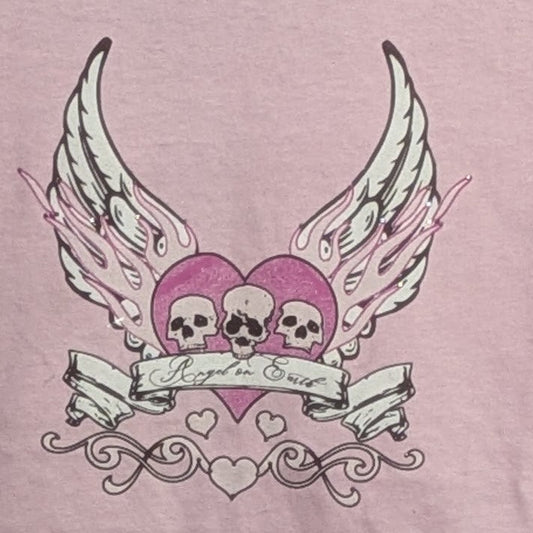 Empyre Women's Angels on Earth Rhinestone Cropped T-Shirt Size M Pink NWT Empyre