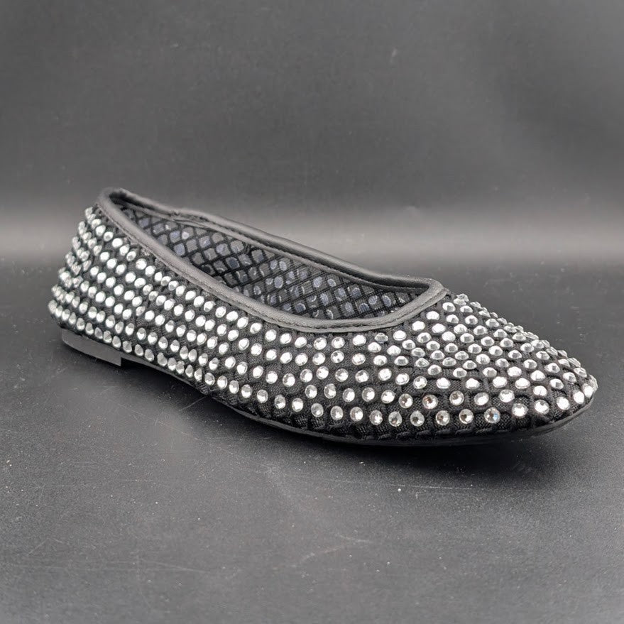 XOXO Size 8 ~ Women's Dobsi Mesh Flats ~ Black w/ Rhinestones NWOB XOXO