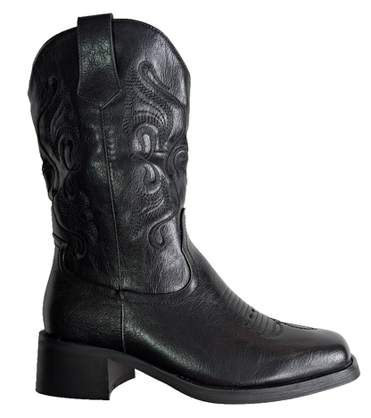 ISNOM Size 7.5 Cowgirl Cowboy Boots for Women, Western with Square Toe, Pull-on ISNOM