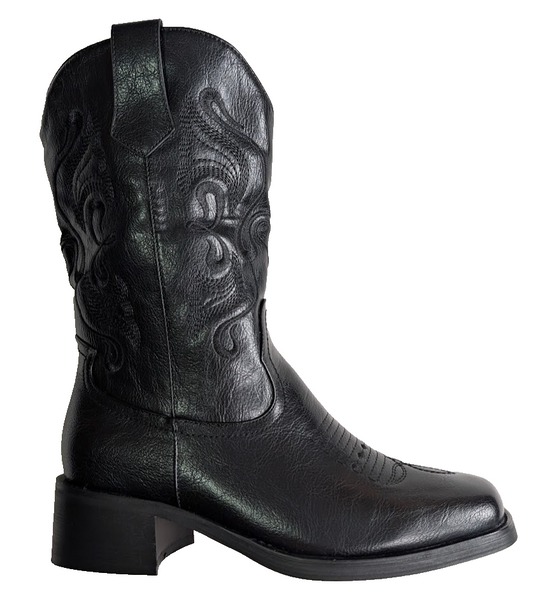 ISNOM Size 7.5 Cowgirl Cowboy Boots for Women, Western with Square Toe, Pull-on ISNOM