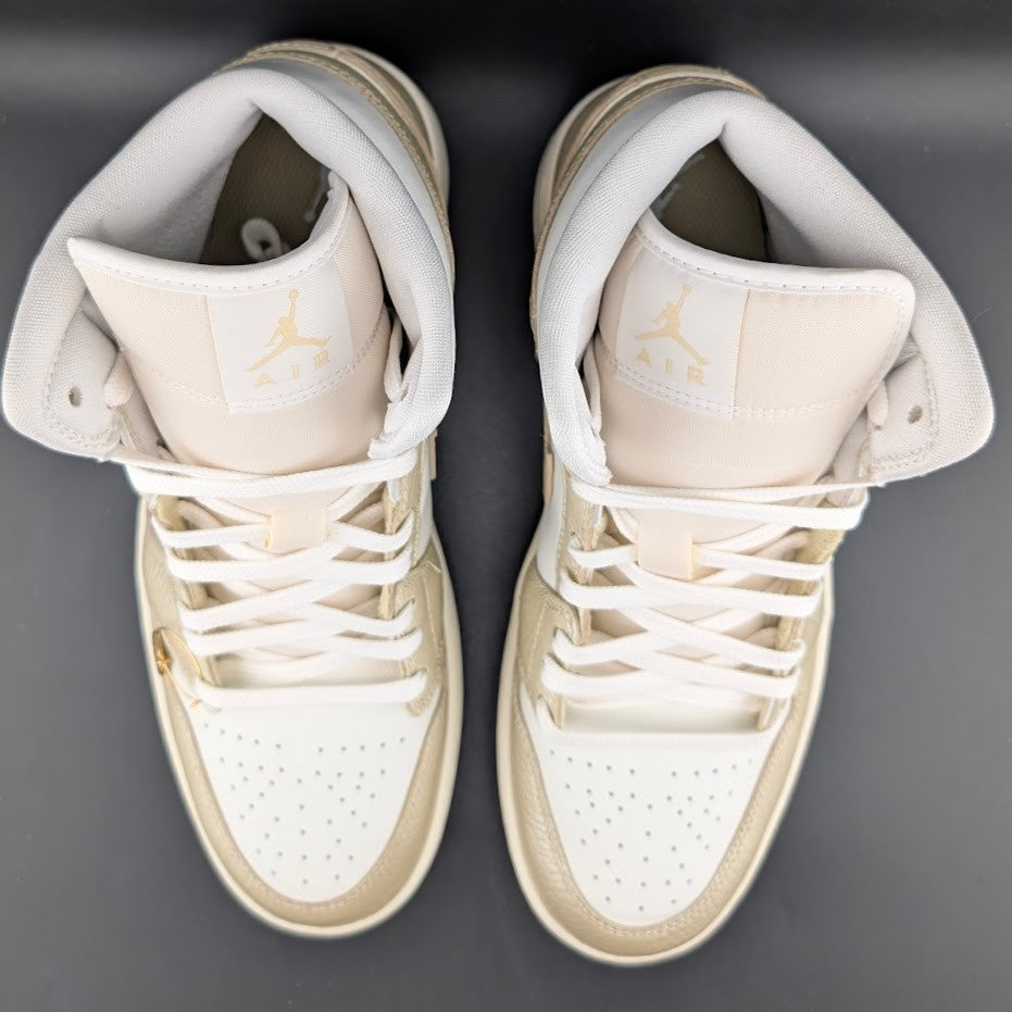 Nike Women's Size 10.5 Air Jordan 1 Mid SE Hoops Gold Pack W Shoes- HV5159-100 Jordan