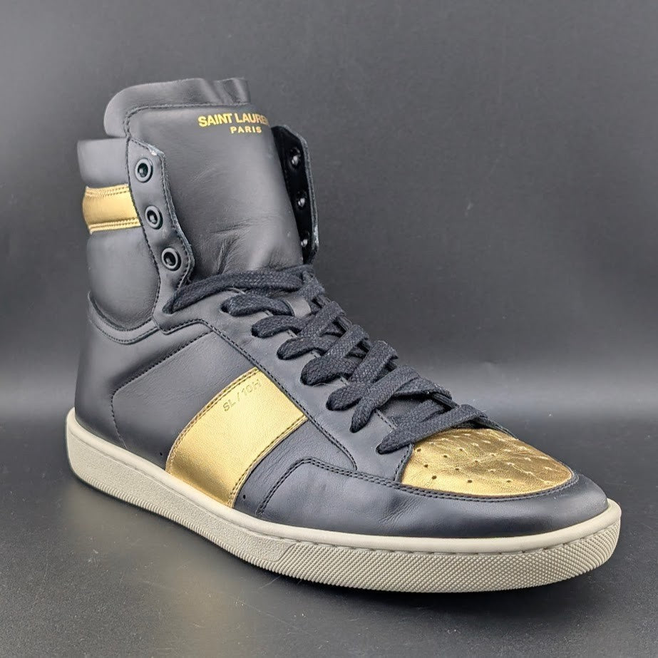NM Saint Laurent SL/10H Black Gold High Top Sneakers EU 41 Saint Laurent