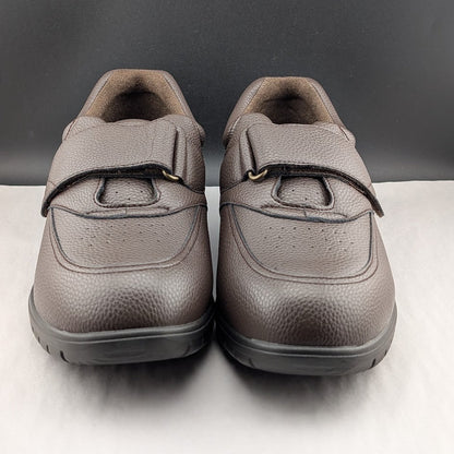 Footsaver by Drew~Poker, Mens Wide Brown Strap Slip-ons Sizes 11W-14W Diabetics Footsaver by Drew