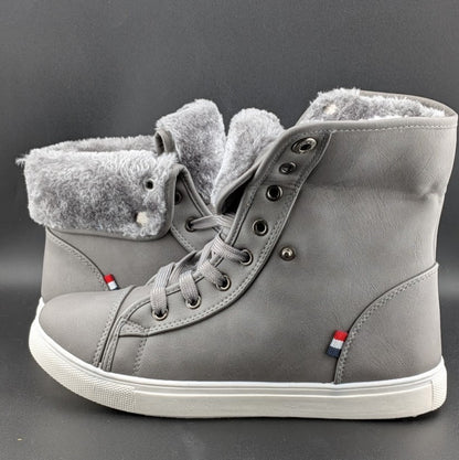 40% OFF Womens Sz 8 Combat Sneaker Boots w/ Faux Fur Lining Fashion Warm Unbranded