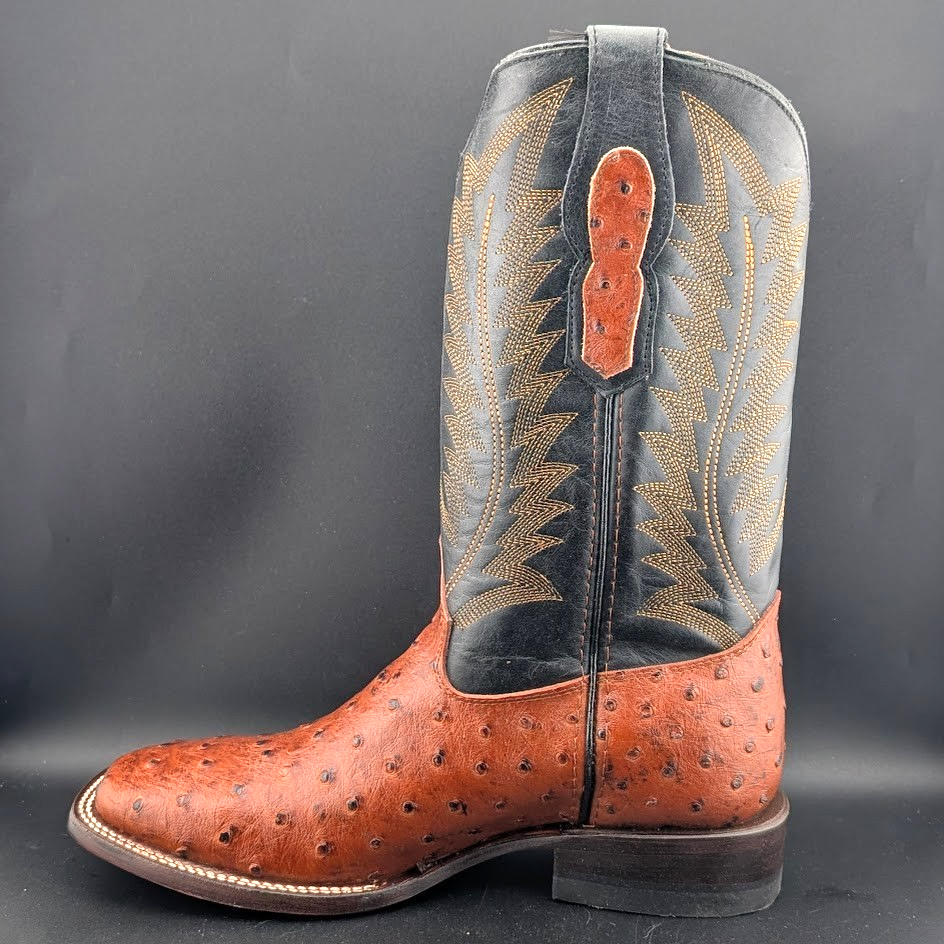 Men's Size 8.5D Reywelt Full Quill Exotic Ostrich Cowboy Boots Handmade Botas Reywelt
