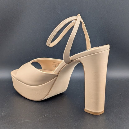 Steve Madden Women's Size 10M "Assured" 5-in Heel Platform Cream Leather Sandal Steve Madden