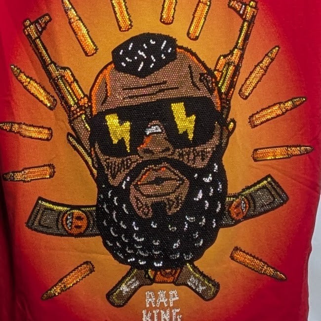 Tolga Kisa Men's Rhinestone T-Shirt Size Small Red Swag Dope Bullet Gun Hype NWT Tolga Kisa