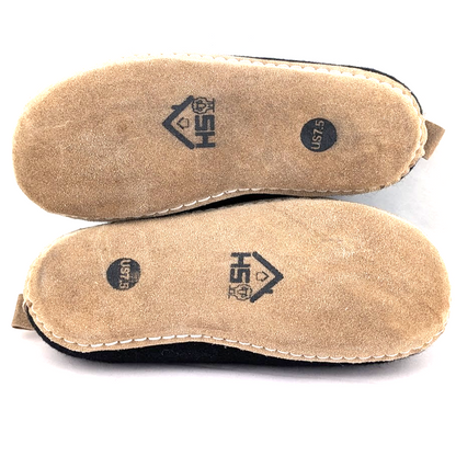 HAUSSIMPLE Indoor Wool Slippers ~ Mens Size 7.5 /  Womens Size 8.5-9*~ Black/Tan HAUSSIMPLE