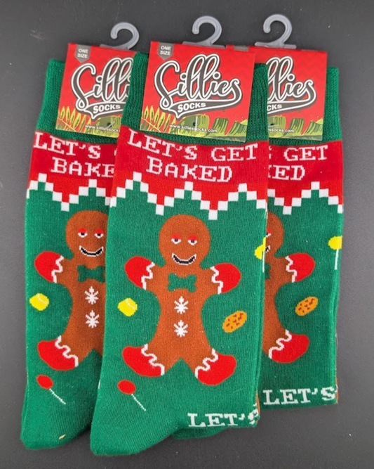 Sillies Socks Lets Get Baked One Size Crew 3-Pair 420 Unisex Stockings Sillies Socks