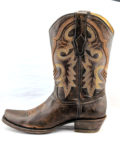 Mens Rodeo Cowboy Boots Genuine Leather Hibrido Suela Tacoma Cuero Bota Vaquera REYWELT