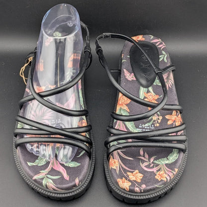 Roxy Women's Size 9 Brooke Strappy Sandals in Black / Island Floral Roxy