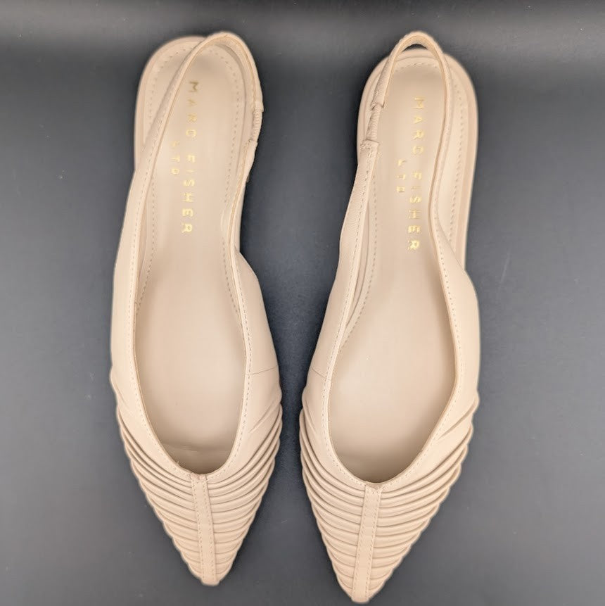 Marc Fisher LTD Women's Size 6.5 Dalatee Ruched Slingback Flats Nude Marc Fisher