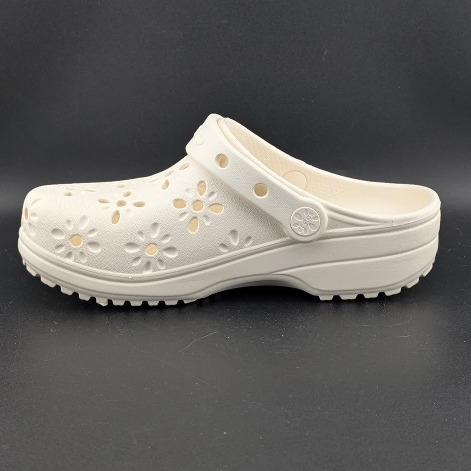 Crocs Big Kids 3Y / Women's 5 Chalk Classic Floral Cut Clogs NWT Crocs