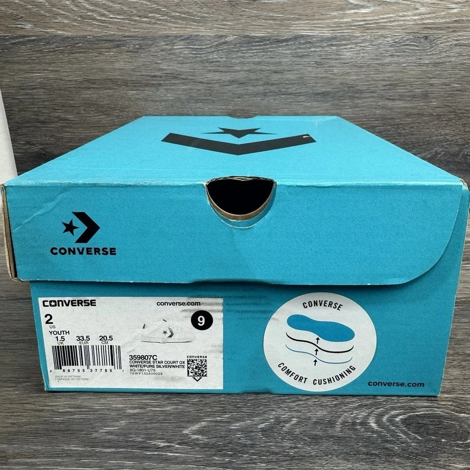 Converse All Star Court OX | Sneaker | Leather | White/Silver | 2 Big Kid Converse