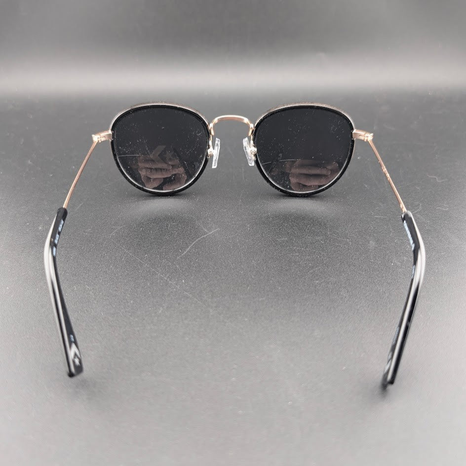 Converse H090 Black Gold Oval Sunglasses Thin Temples Black Tint Lens 49□24-145 Converse