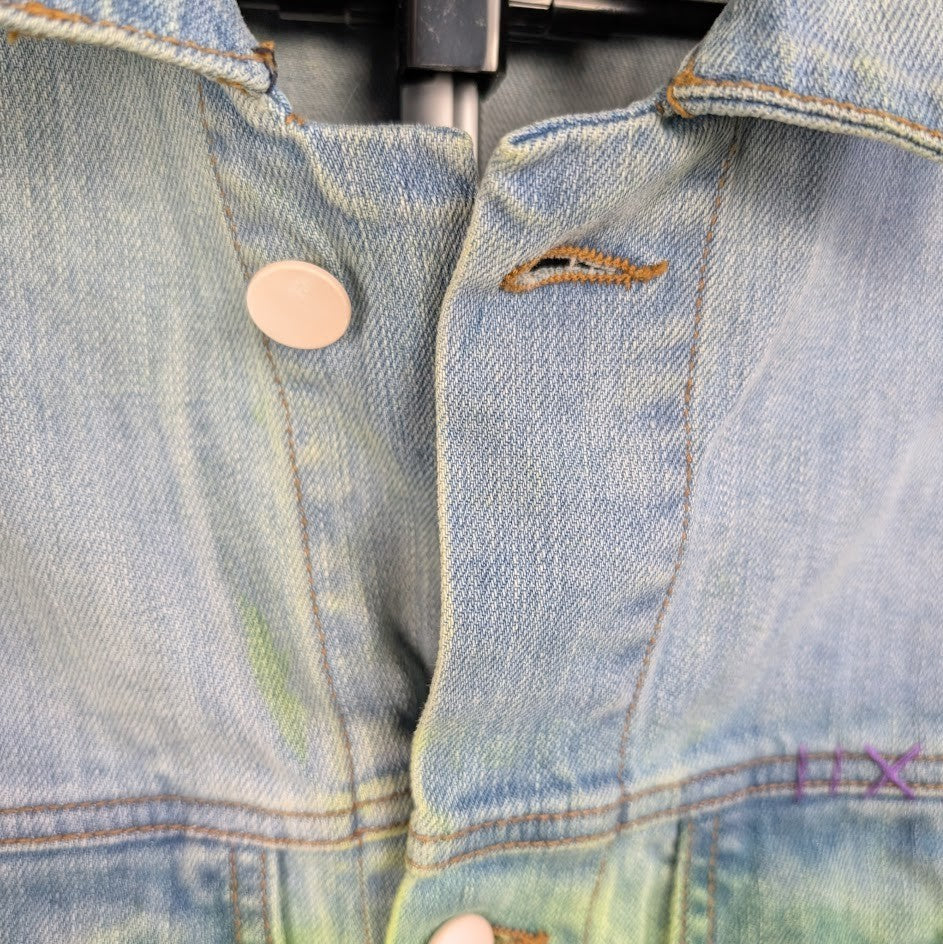 Reigning Fury Dip Dye Green Denim Jean Jacket Medium Reigning Fury